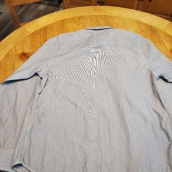 Kingsley Heath Mens Muscle Fit Striped Button-Down Shirt Size L Luxury Style - Picture 8 of 11